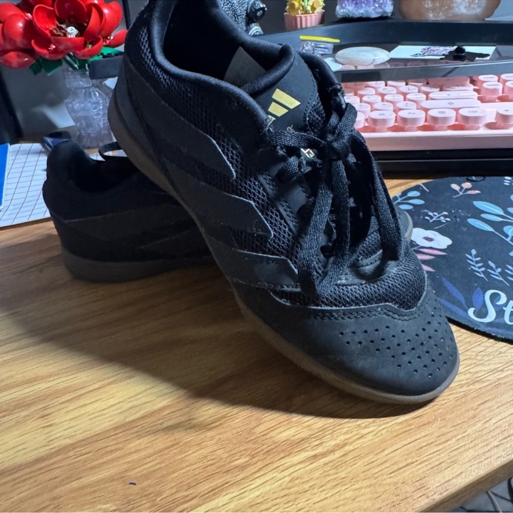 Adidas kids Black and Gold indoor and outdoor soccer shoe